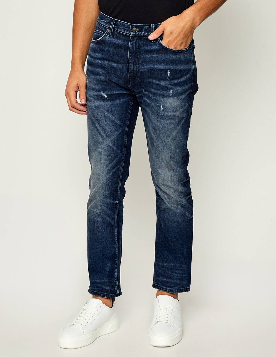 Jeans slim lavado stone wash para hombre 1
