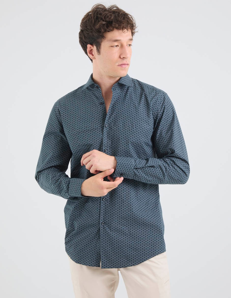 Camisa casual hugo de algodón manga larga para hombre