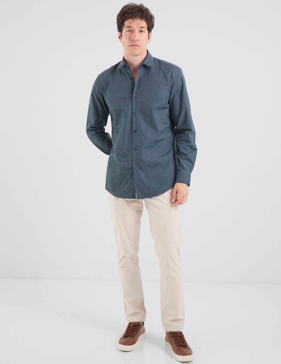 Camisa casual hugo de algodón manga larga para hombre