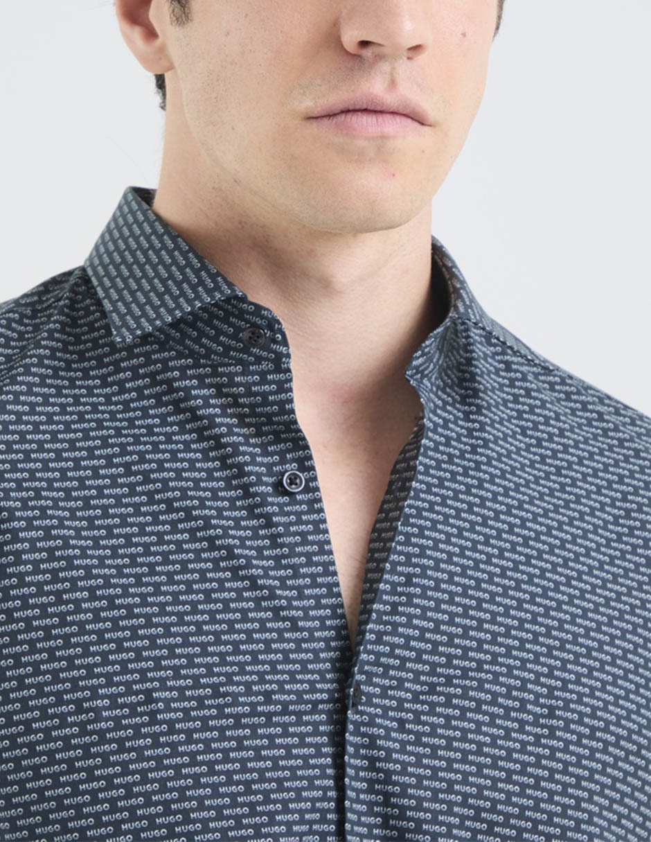 Camisa casual hugo de algodón manga larga para hombre