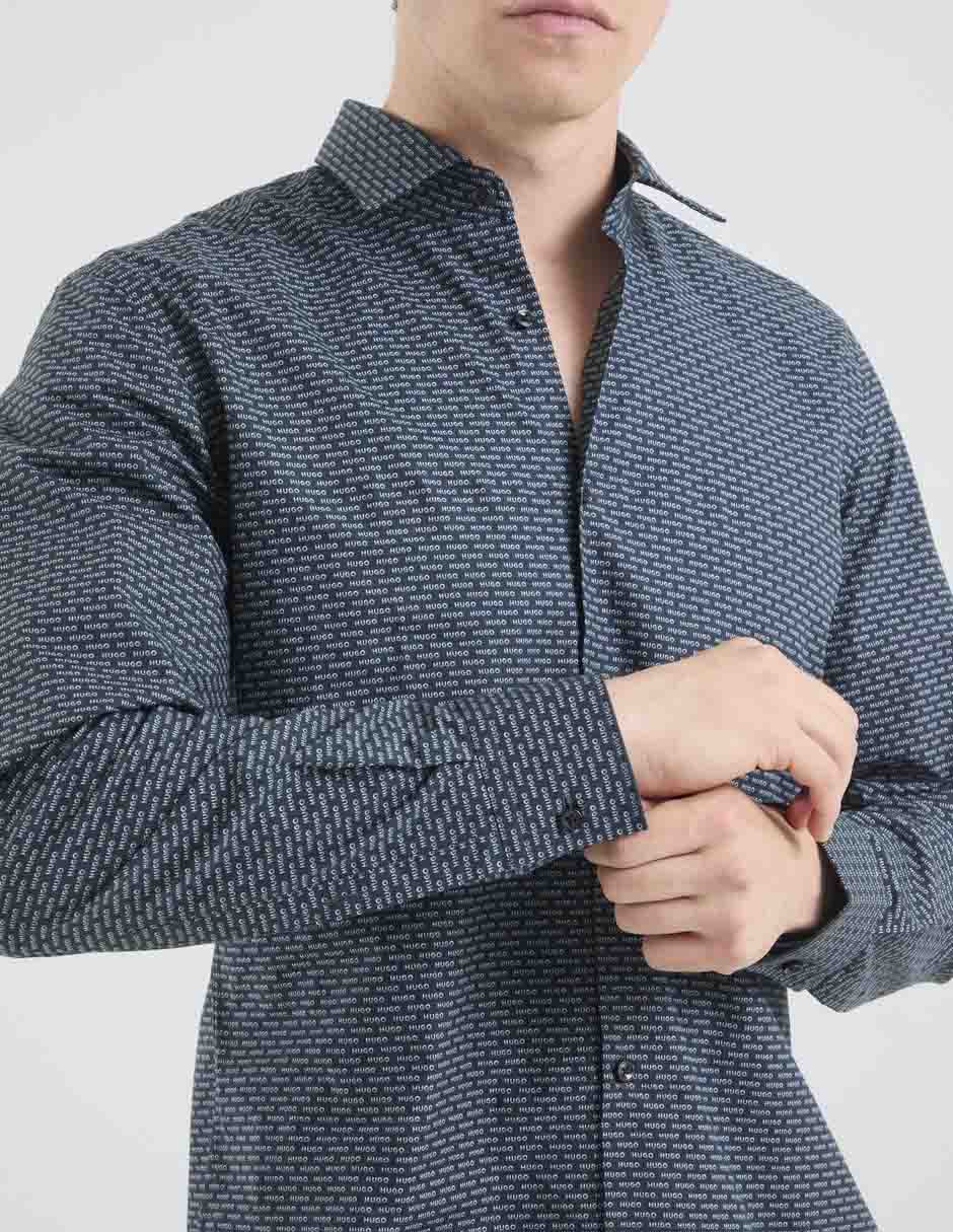 Camisa casual hugo de algodón manga larga para hombre