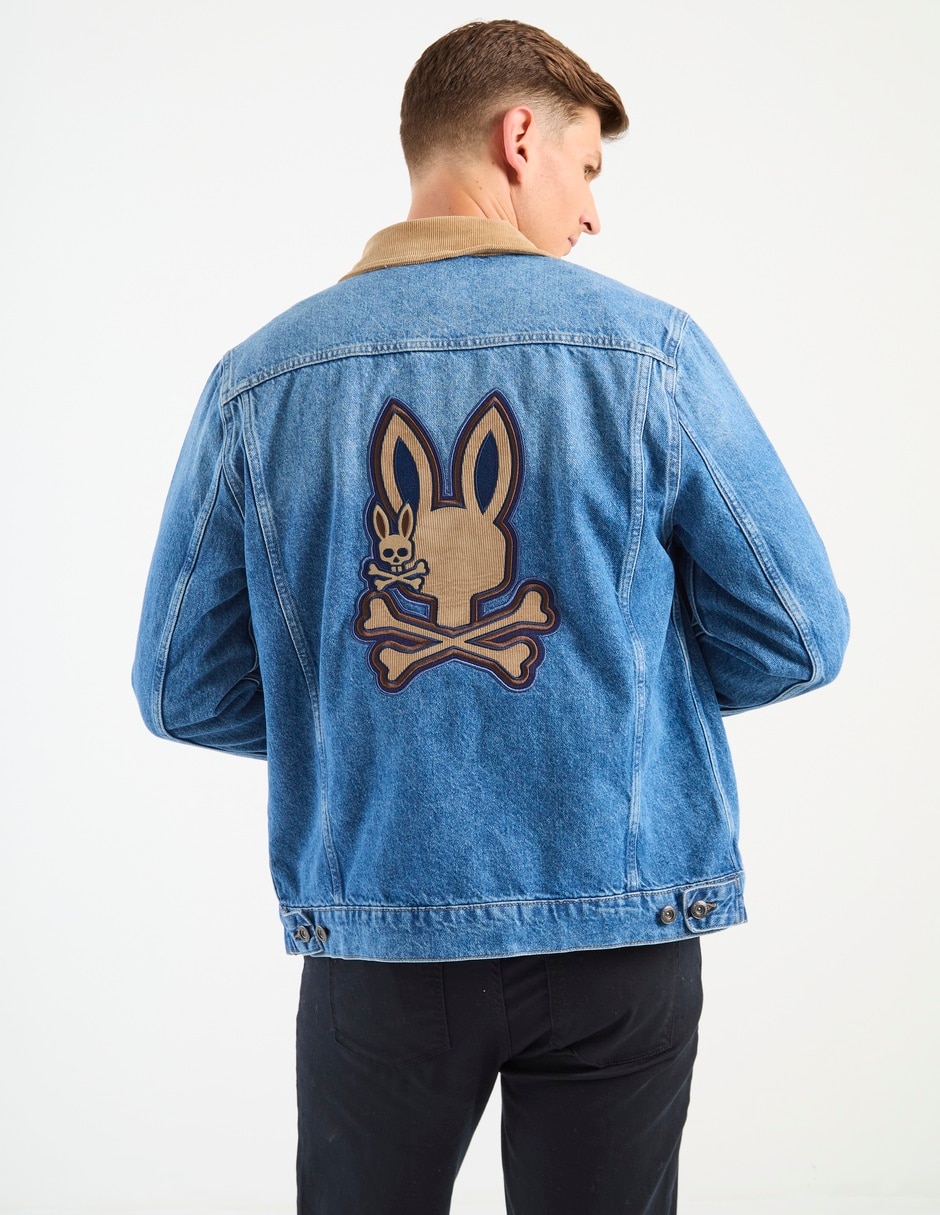 Chamarra denim Psycho Bunny de mezclilla con bolsillos para hombre