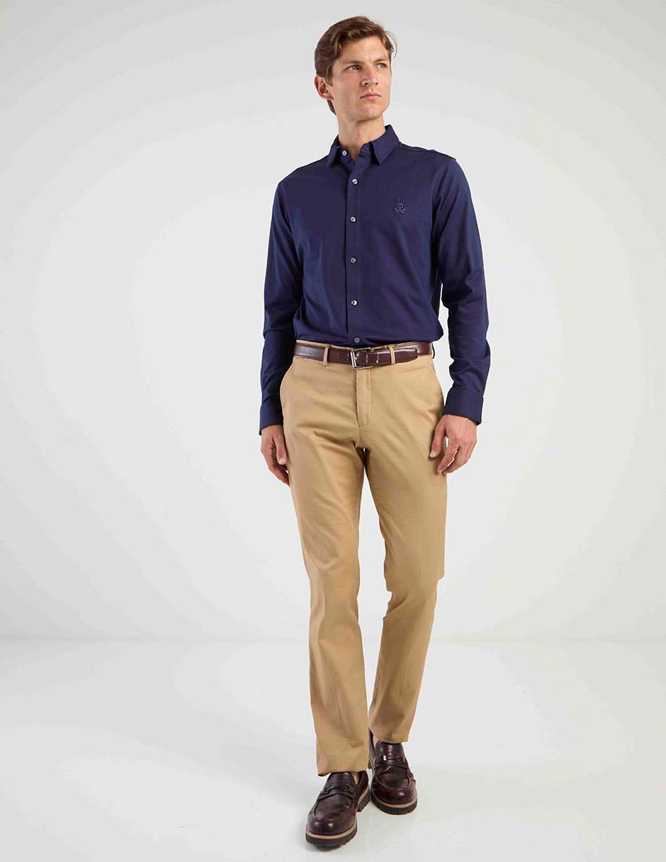 Camisa casual de algodón manga larga para hombre