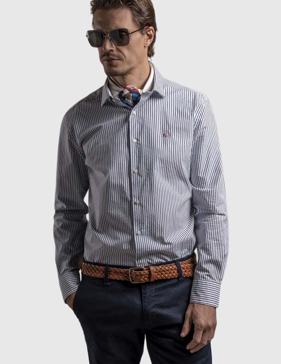 Camisa casual de algodón manga larga para hombre 1