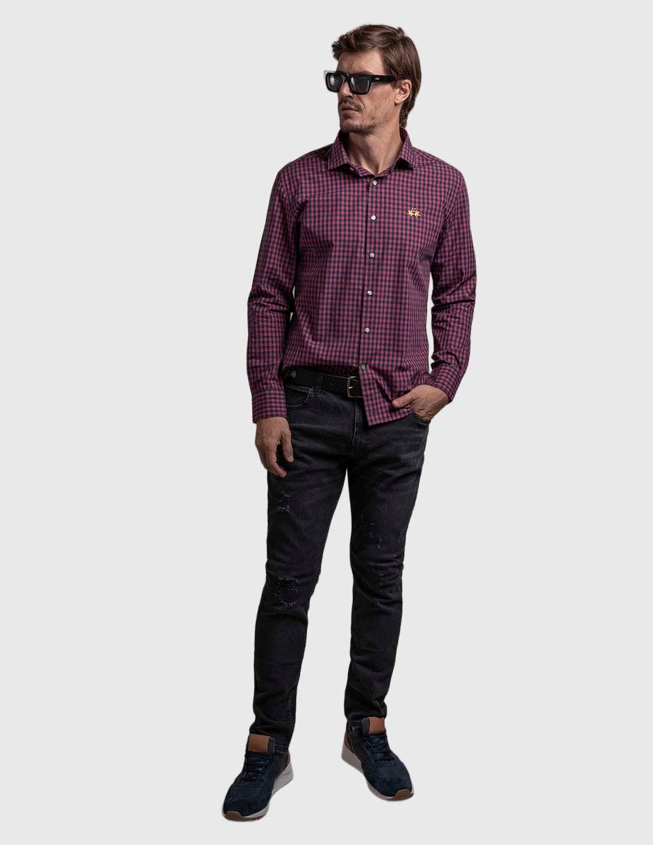 Camisa casual La Martina de algodón manga larga para hombre