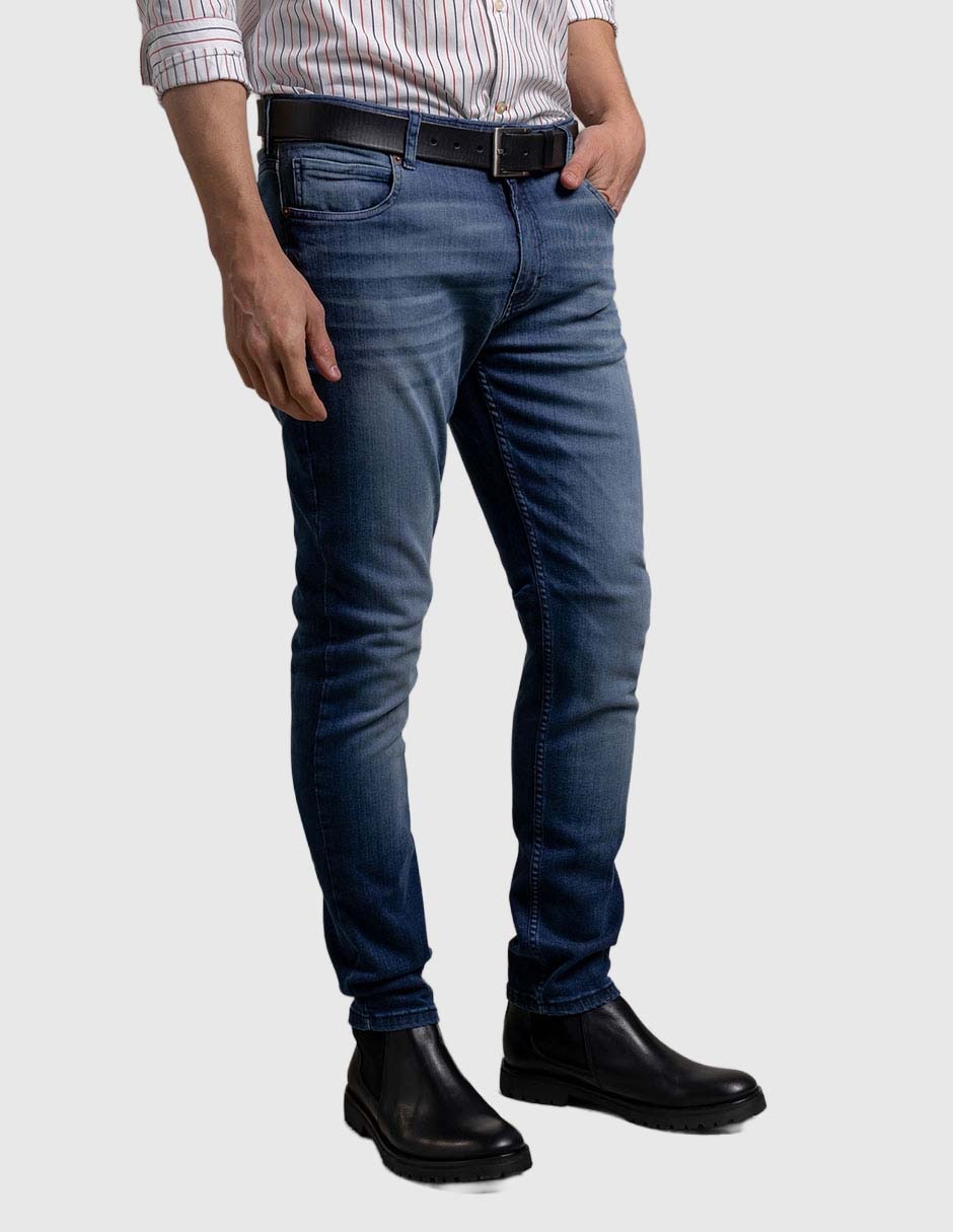 Jeans skinny deslavado para hombre 1
