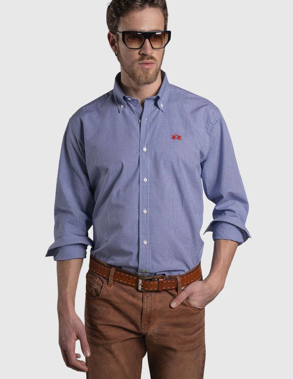 Camisa casual de algodón manga larga para hombre