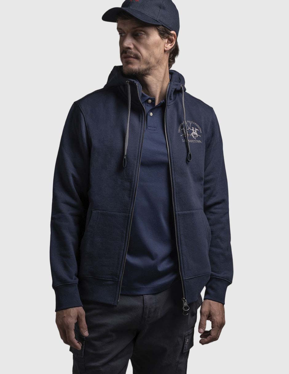 Chamarra casual capucha y bolsa para hombre
