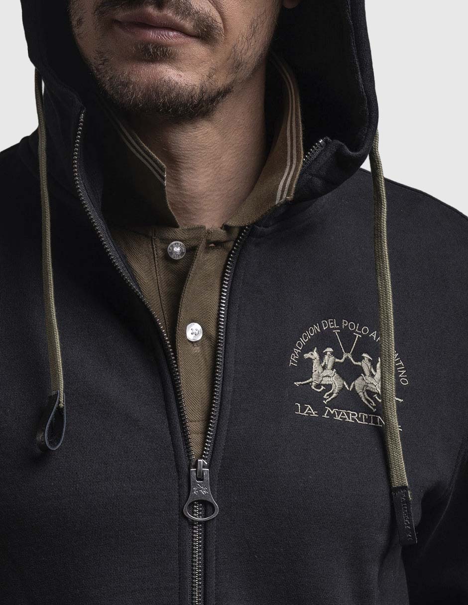 Chamarra casual capucha y bolsa para hombre 2