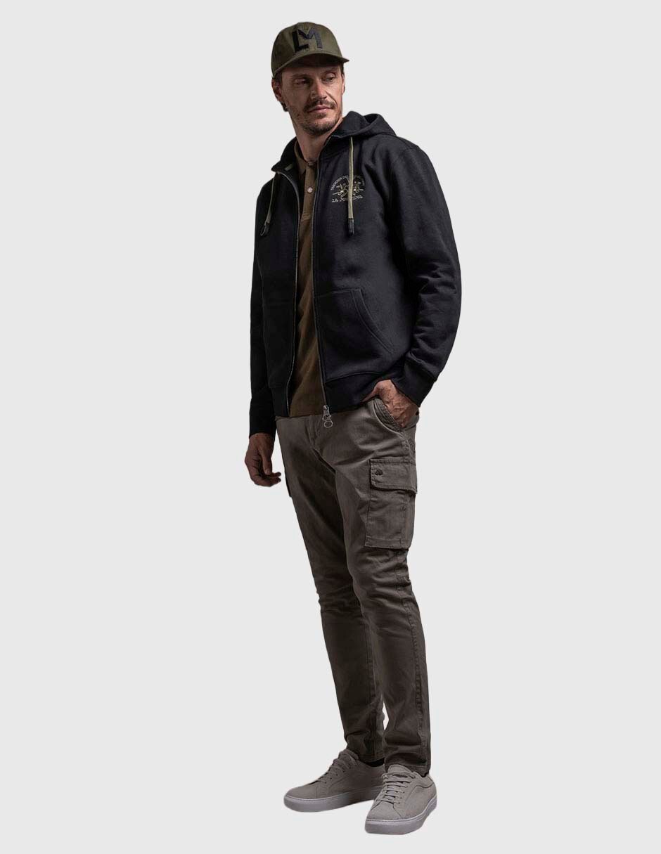 Chamarra casual capucha y bolsa para hombre 4