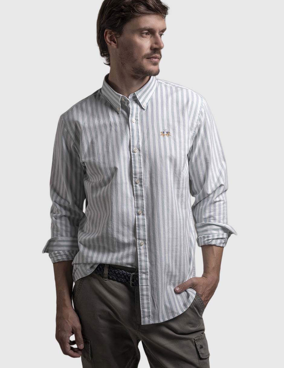 Camisa casual La Martina de algodón manga larga para hombre