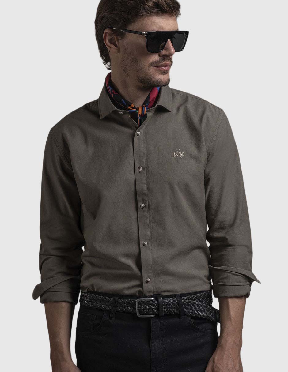 Camisa casual manga larga para hombre