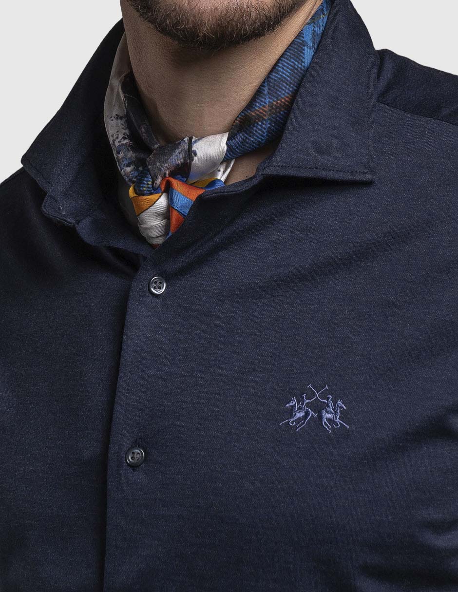 Camisa business casual La Martina de algodón manga larga para hombre
