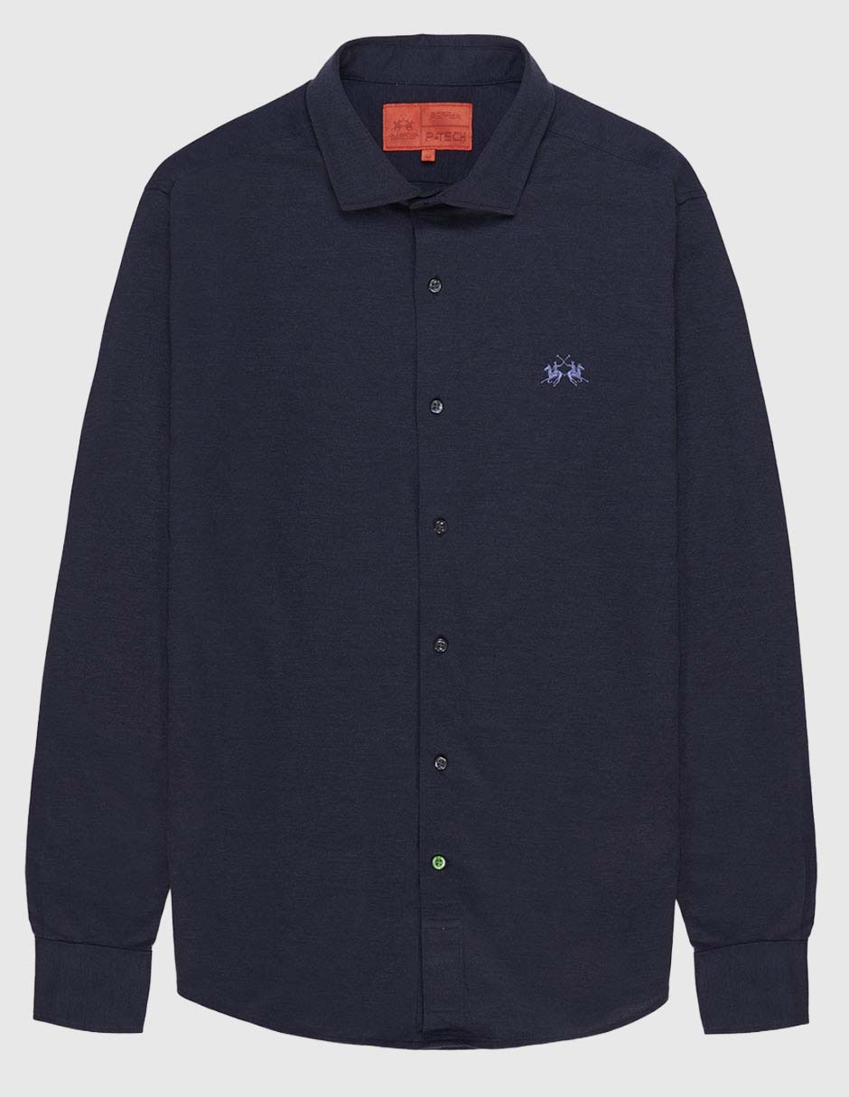 Camisa business casual La Martina de algodón manga larga para hombre