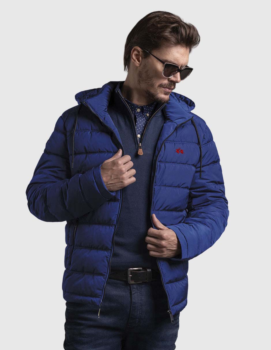 Chamarra acolchada capucha y bolsa para hombre Chamarra acolchada capucha y bolsa para hombre