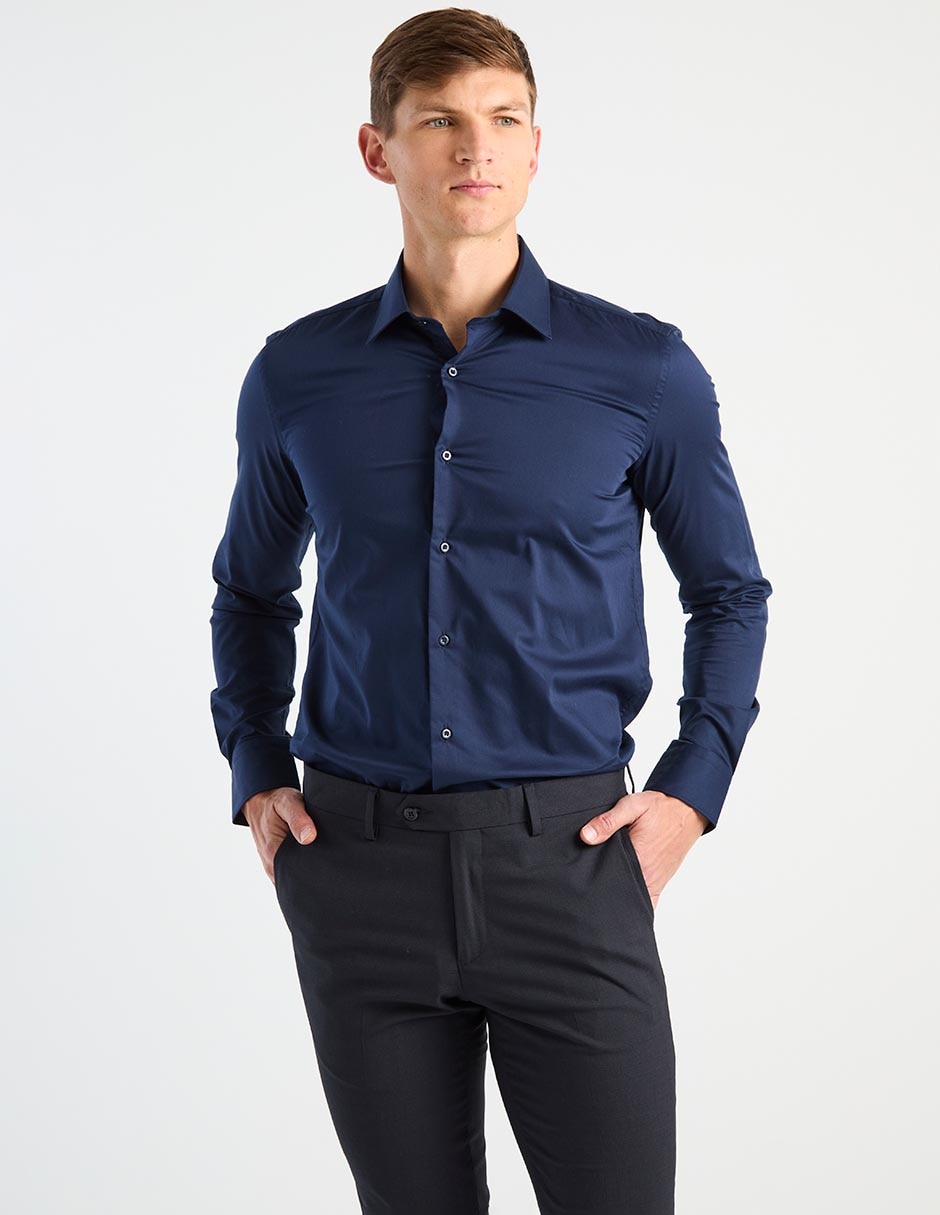 Camisa de vestir de algodón manga larga para hombre Camisa de vestir de algodón manga larga para hombre