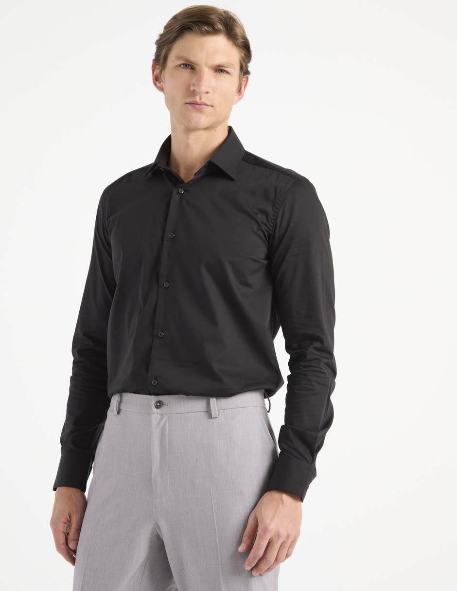 Camisa de vestir de algodón manga larga para hombre Camisa de vestir de algodón manga larga para hombre