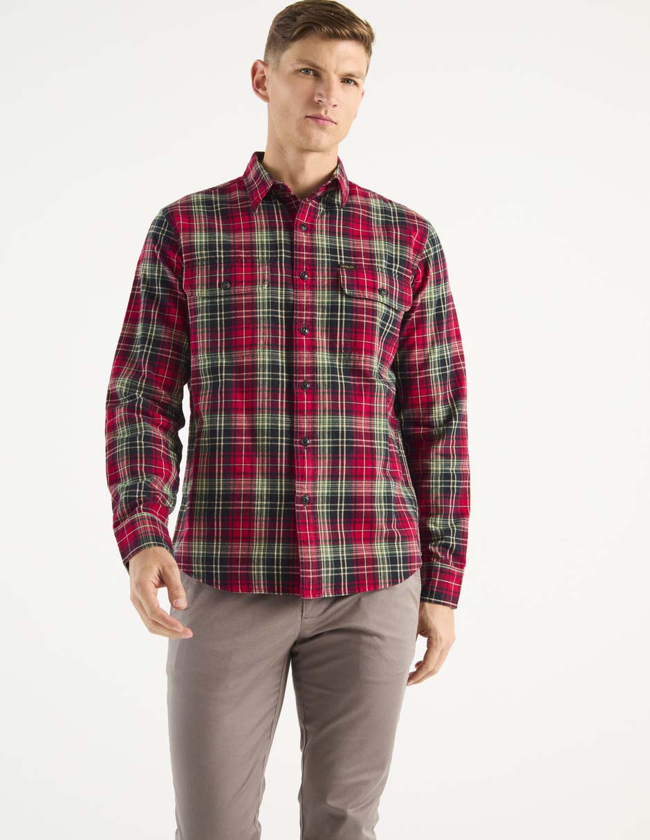 Camisa casual de algodón manga larga para hombre