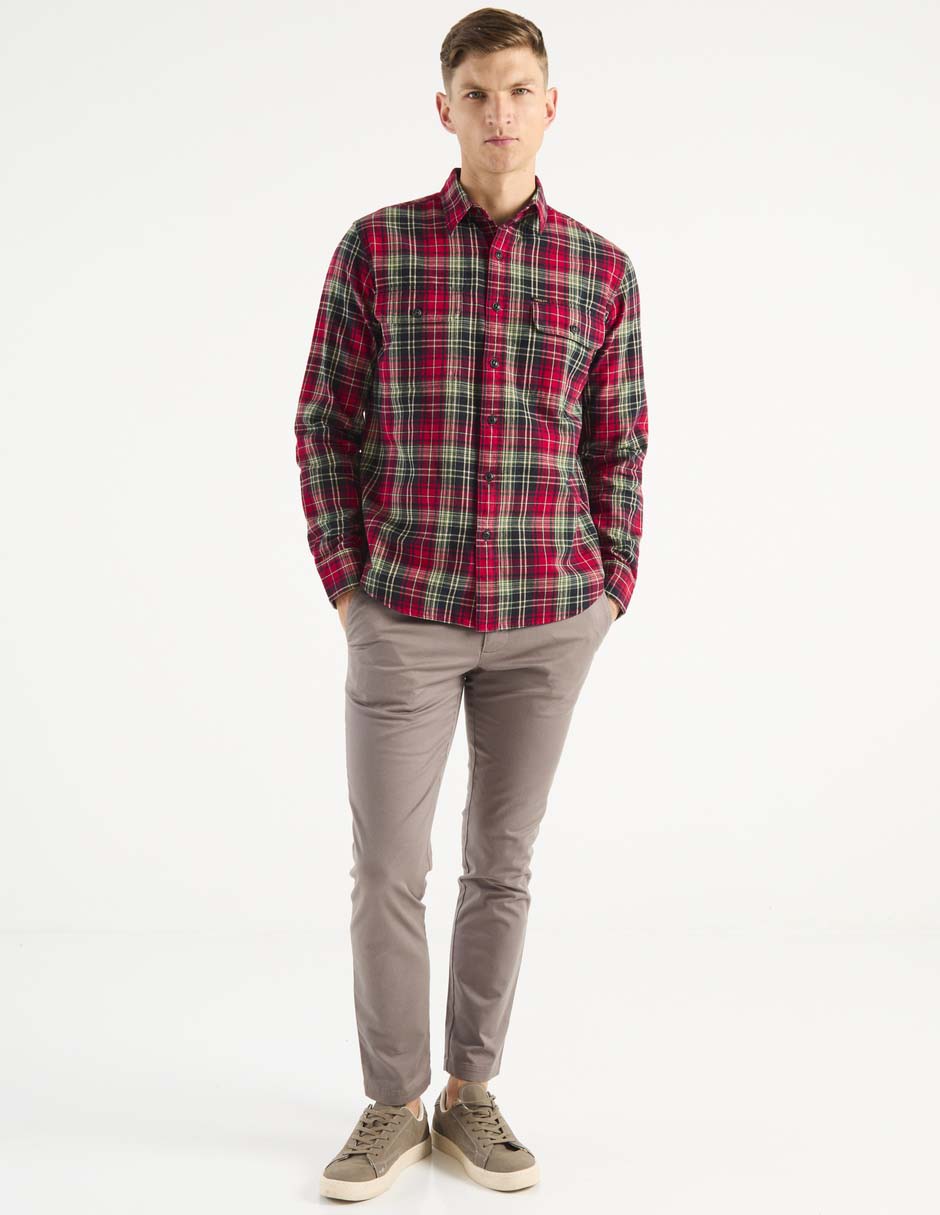 Camisa casual de algodón manga larga para hombre