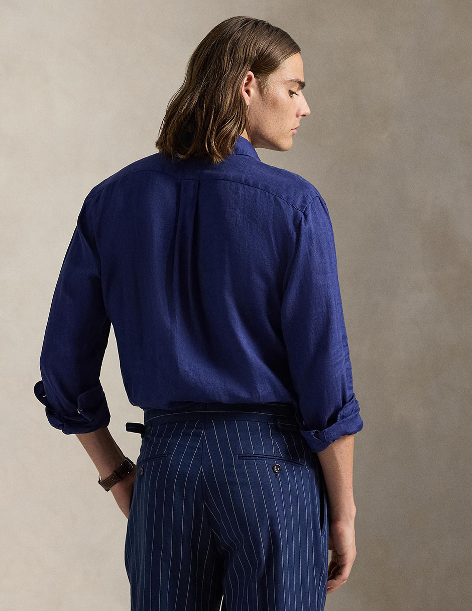 Camisa casual de lino manga larga para hombre 5