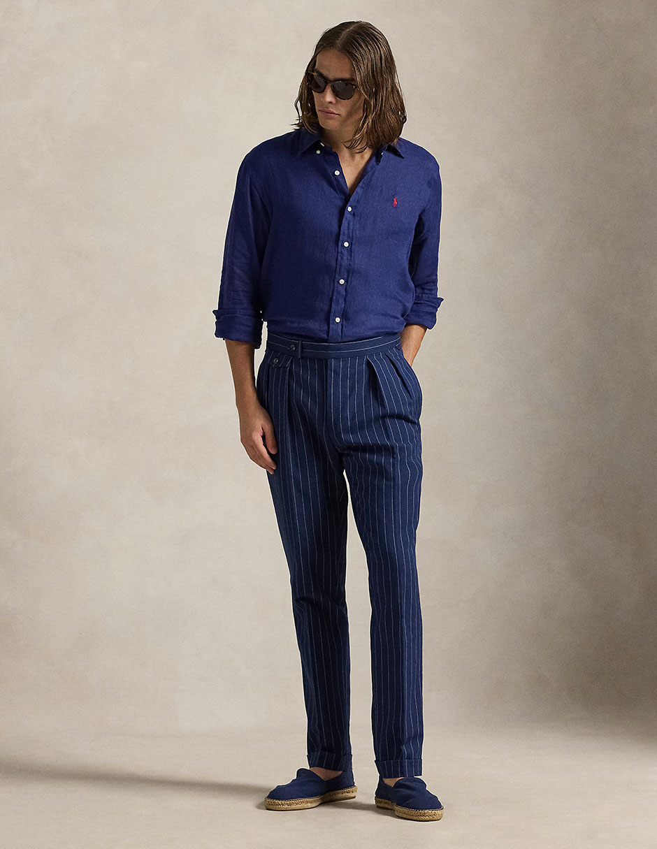 Camisa casual de lino manga larga para hombre 6