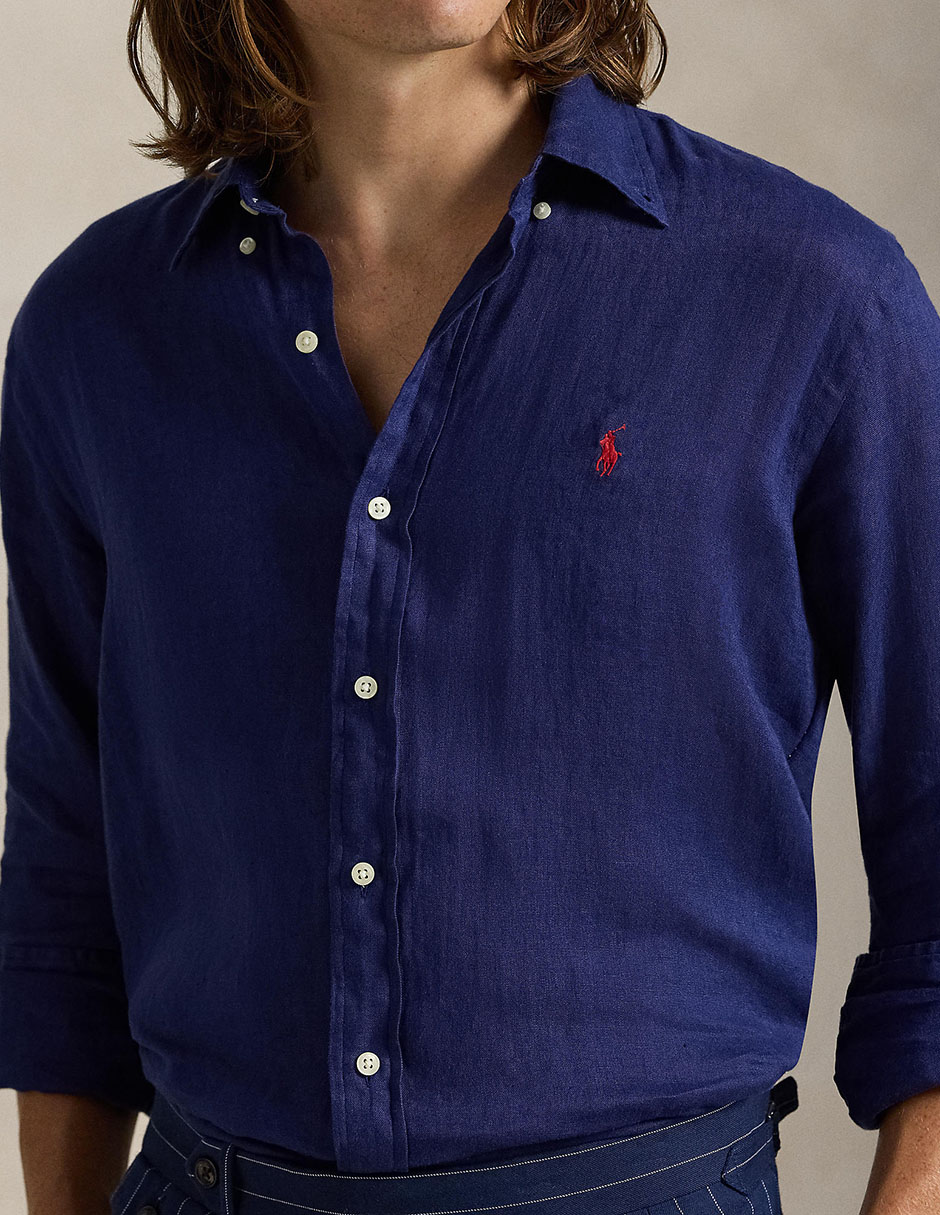 Camisa casual de lino manga larga para hombre 7