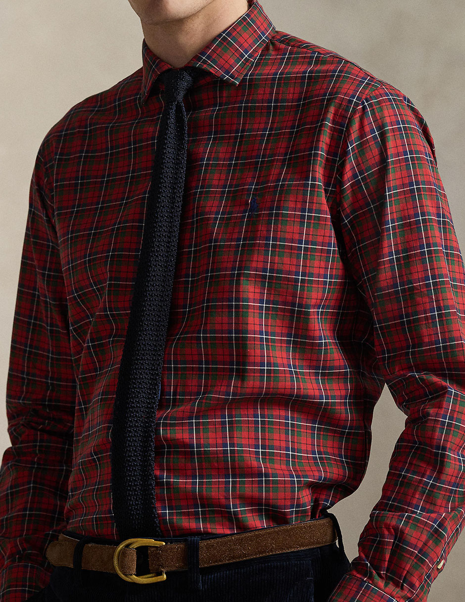 Camisa casual Polo Rl de algodón manga larga para hombre 4