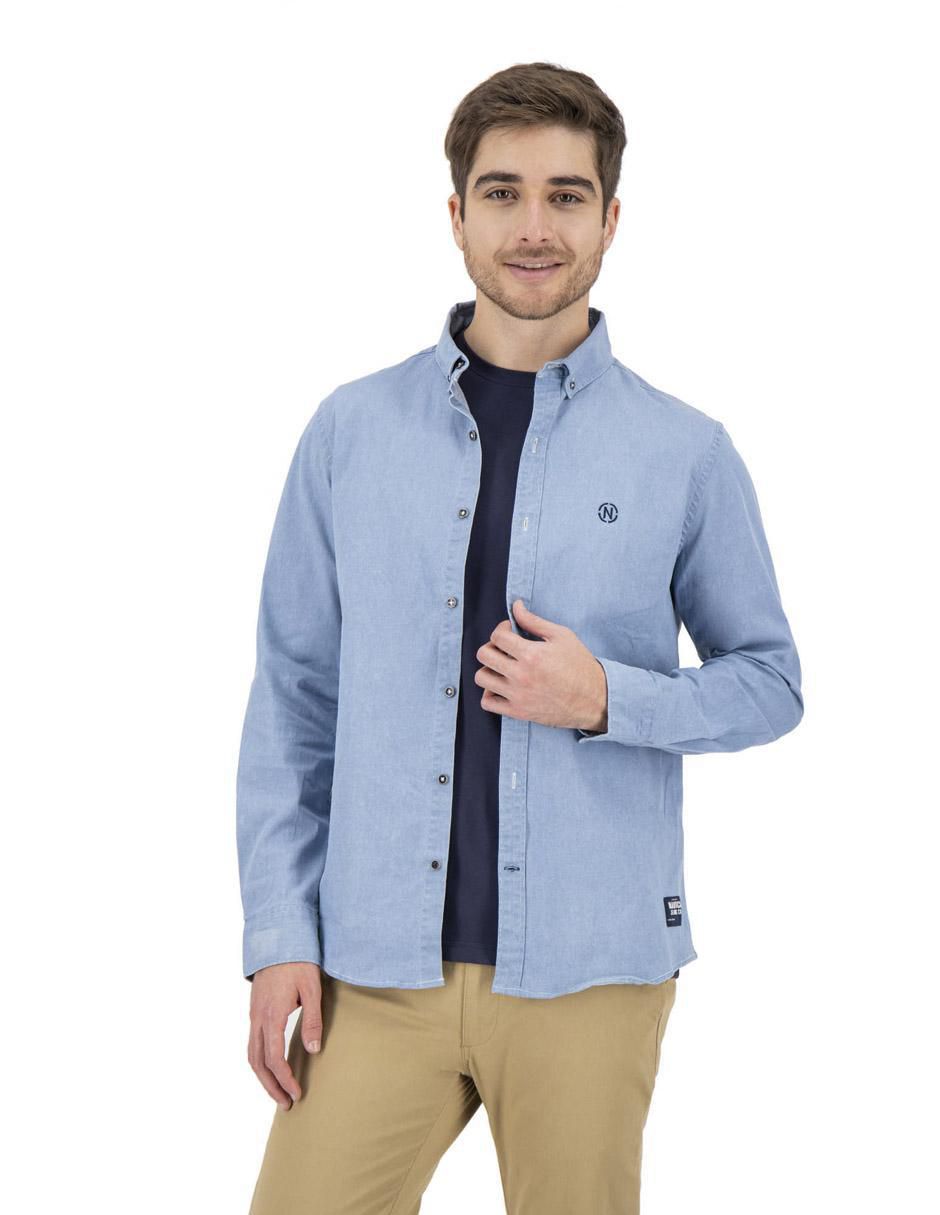 Camisa casual de algodón manga larga para hombre