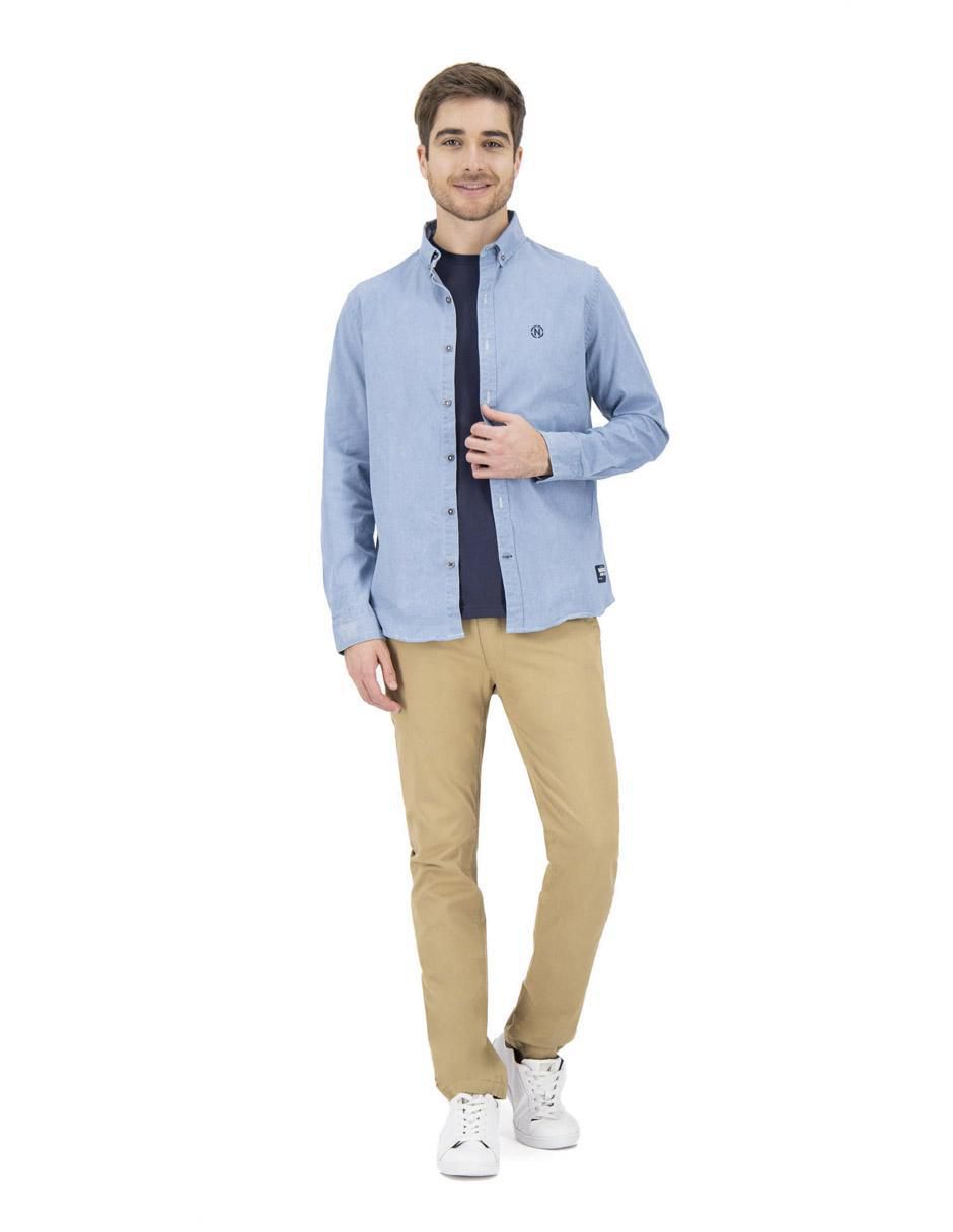Camisa casual de algodón manga larga para hombre