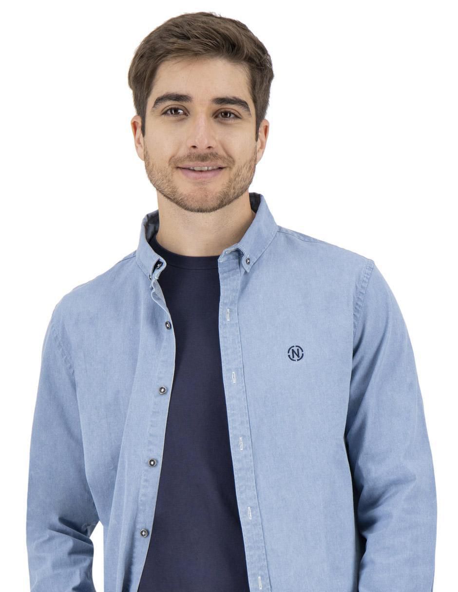 Camisa casual de algodón manga larga para hombre