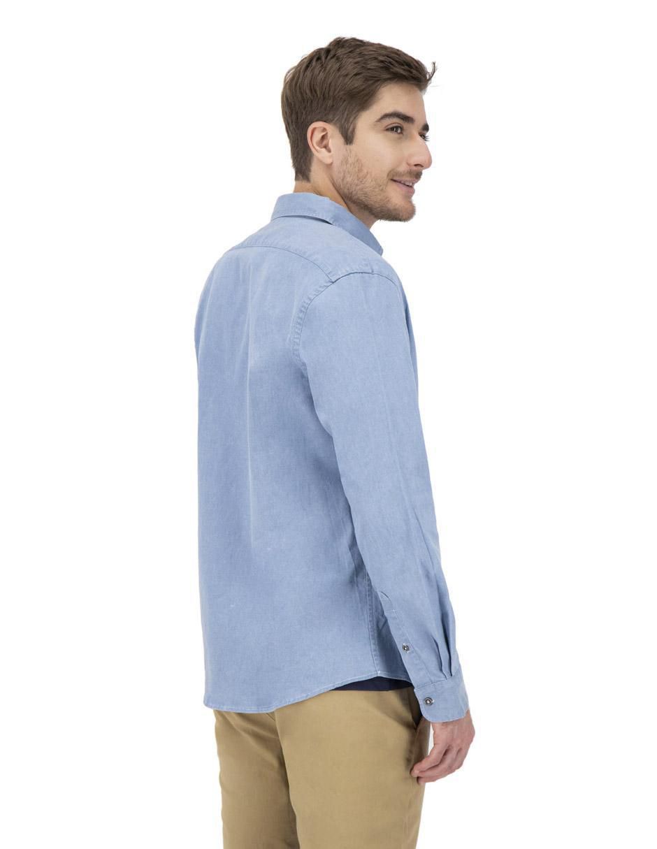 Camisa casual de algodón manga larga para hombre
