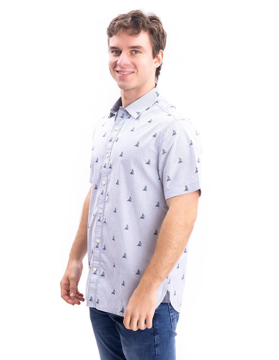 Camisa casual de algodón manga corta para hombre