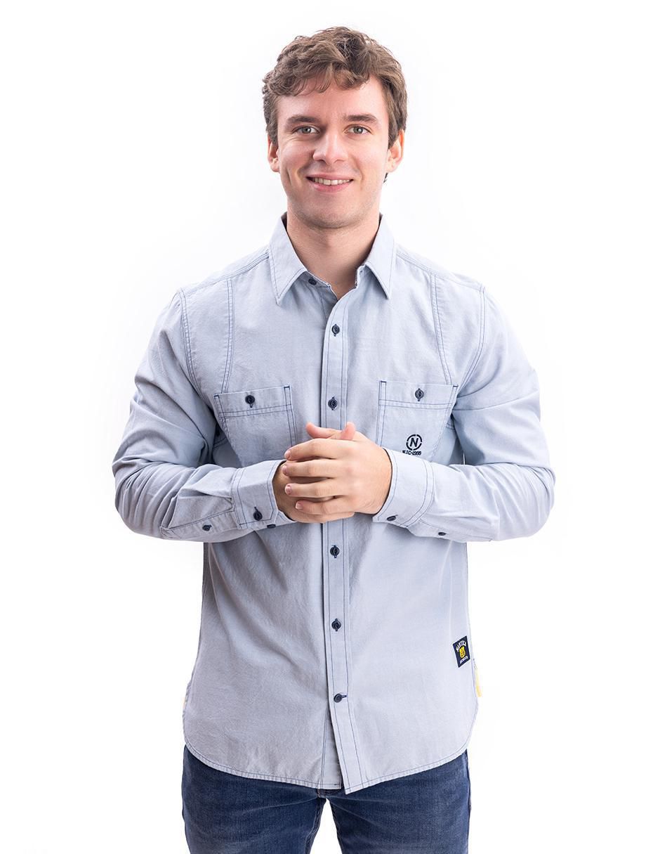 Camisa casual de algodón manga larga para hombre Camisa casual de algodón manga larga para hombre