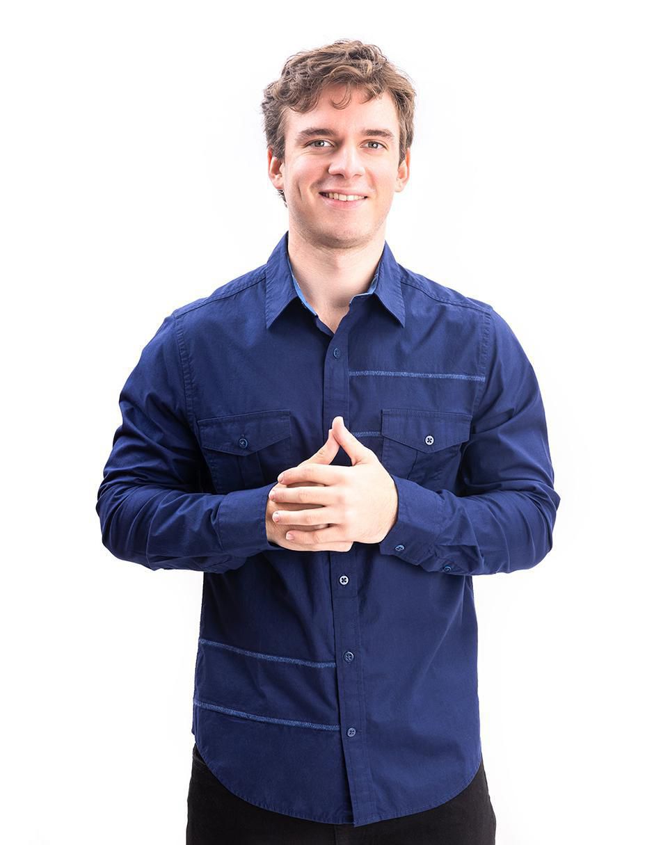 Camisa casual de algodón manga larga para hombre