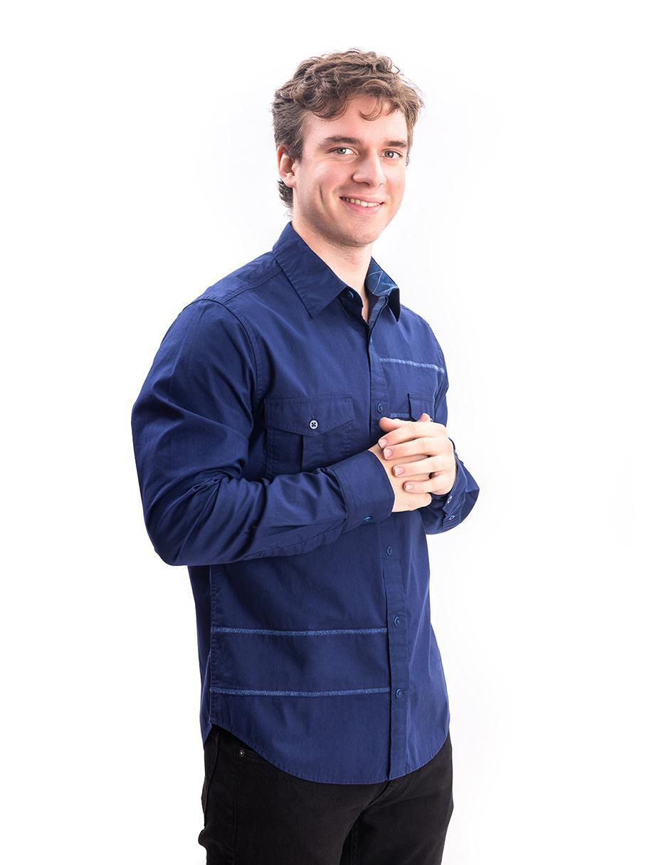 Camisa casual de algodón manga larga para hombre