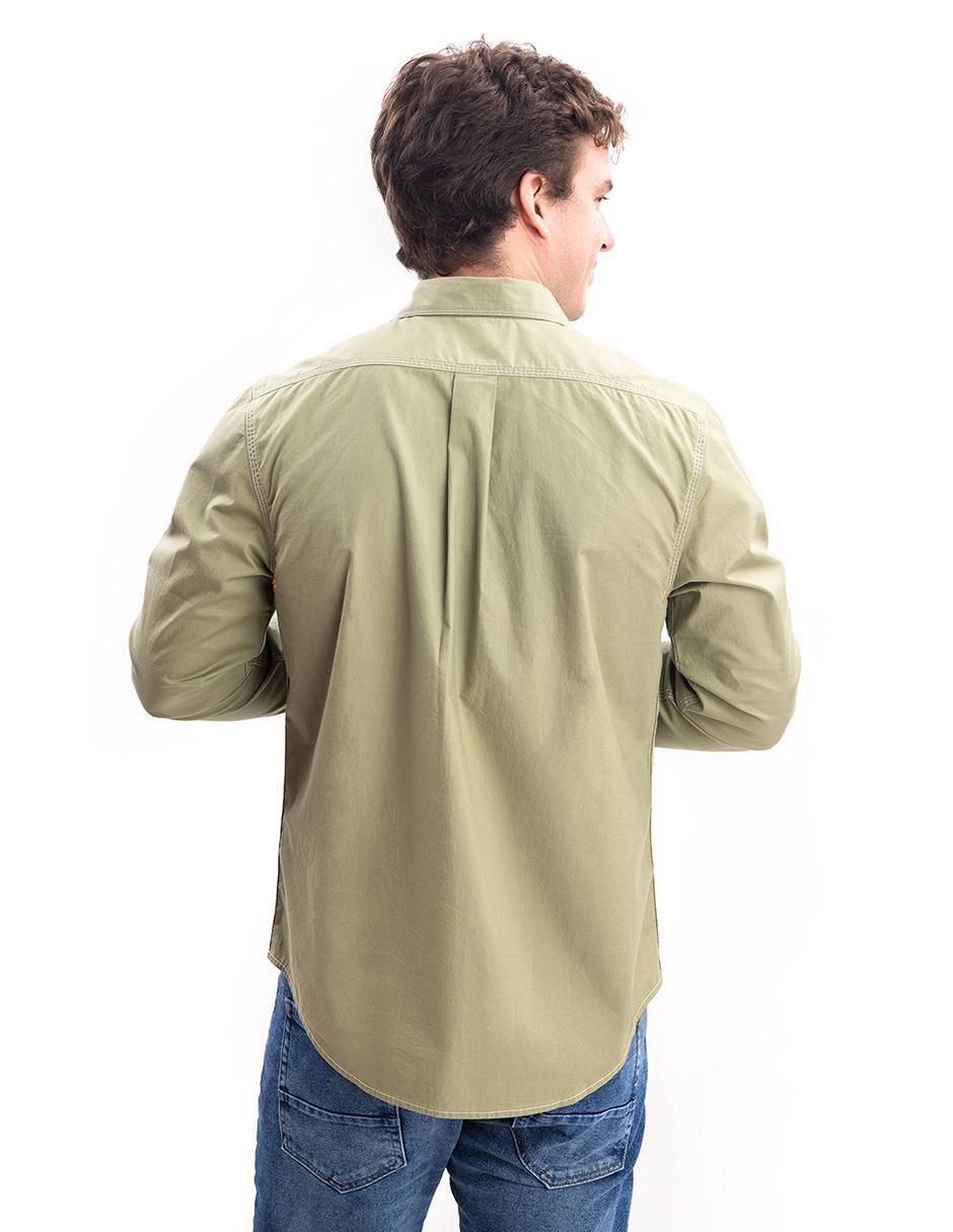 Camisa casual de algodón manga larga para hombre