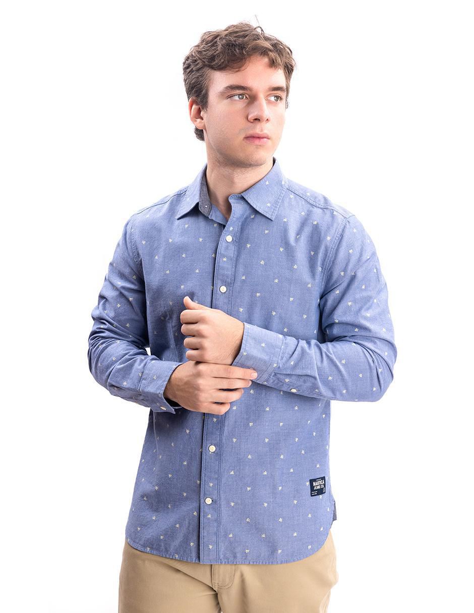 Camisa casual de algodón manga larga para hombre