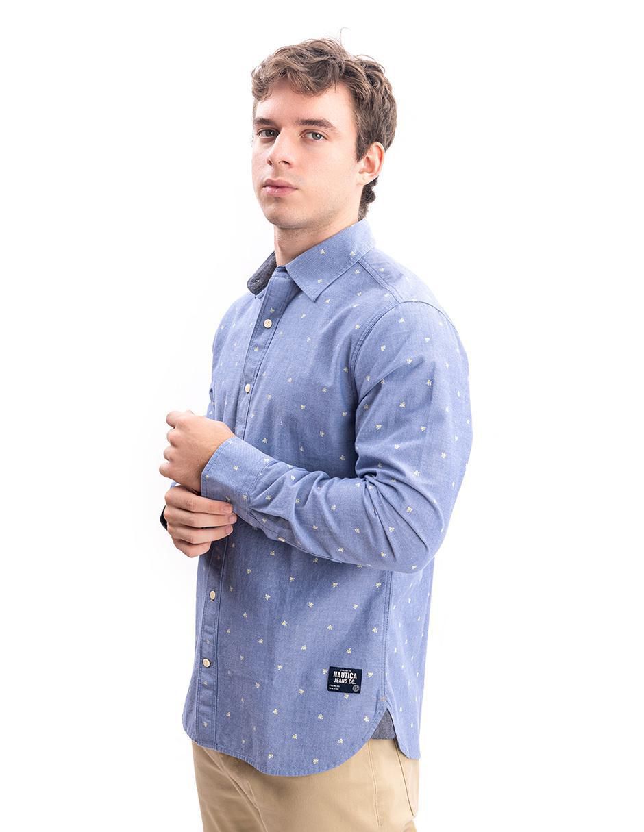 Camisa casual de algodón manga larga para hombre