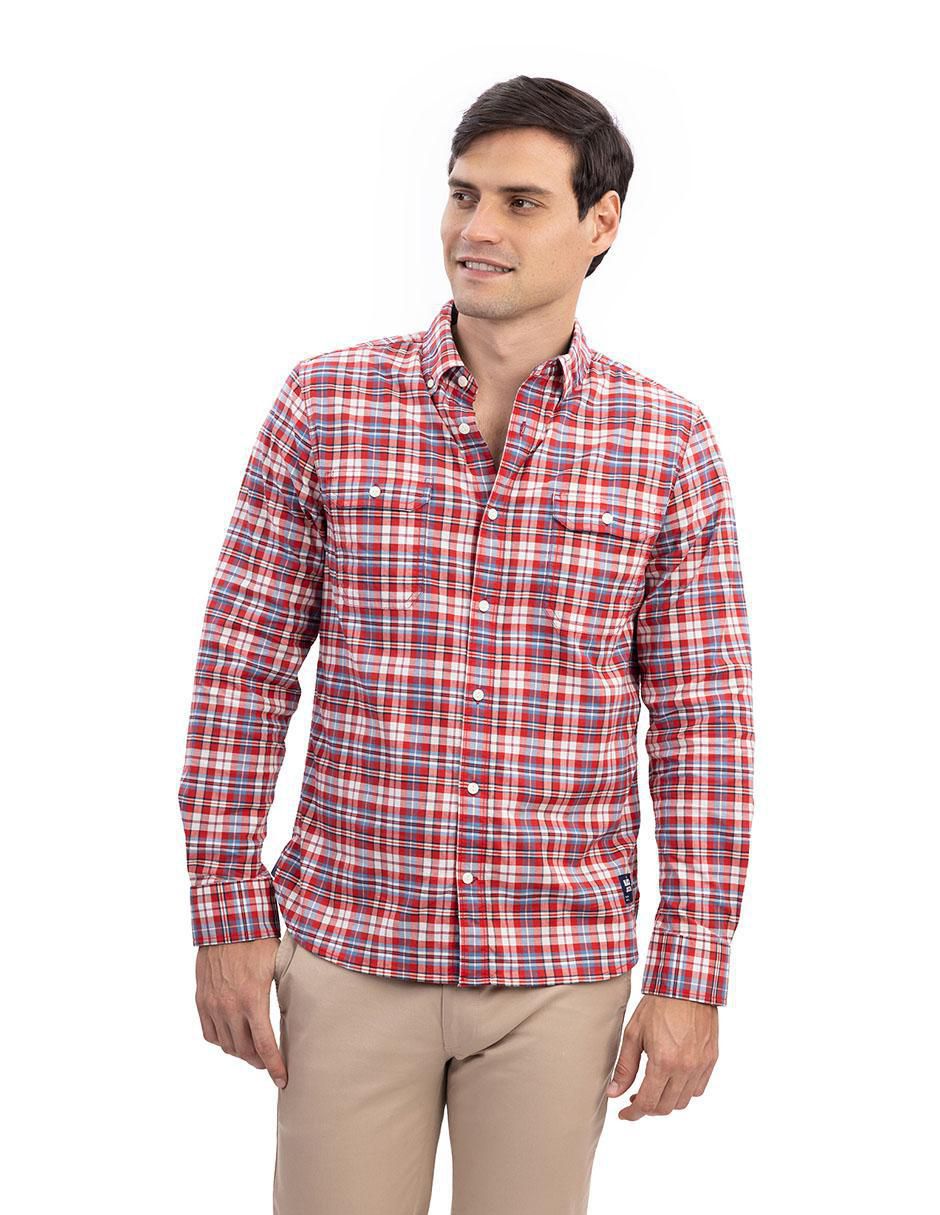 Camisa casual de algodón manga larga para hombre