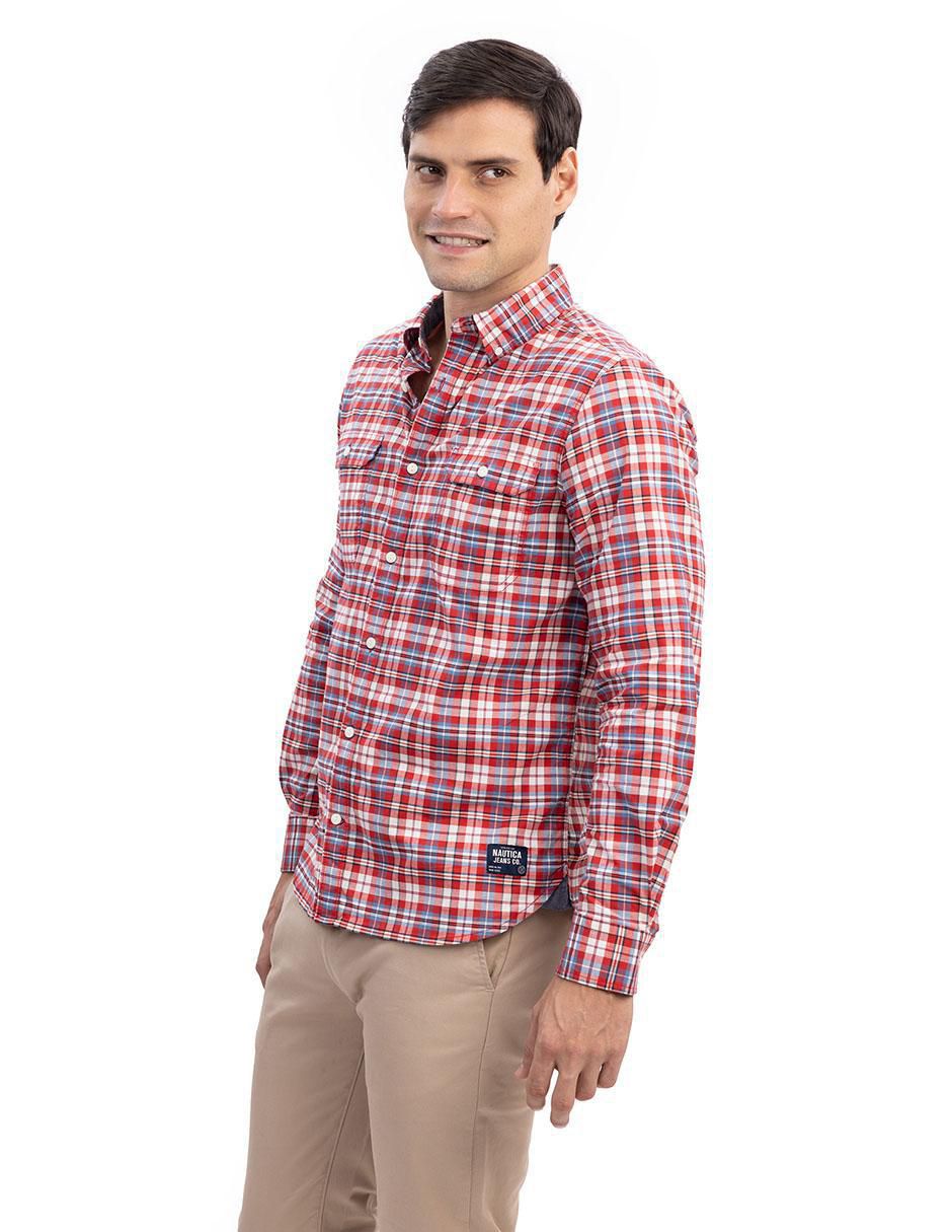 Camisa casual de algodón manga larga para hombre