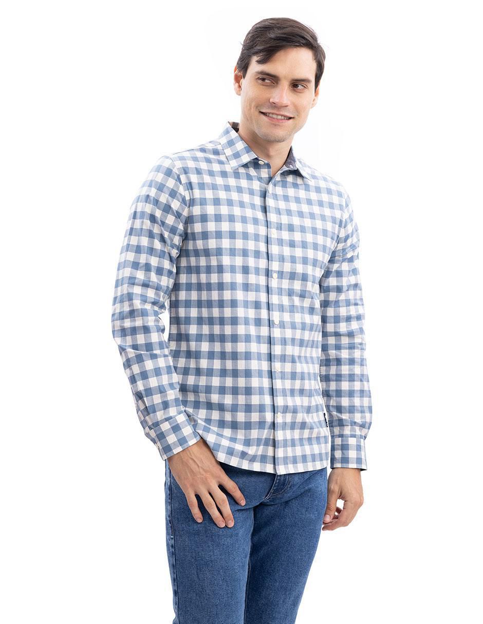 Camisa casual de algodón manga larga para hombre