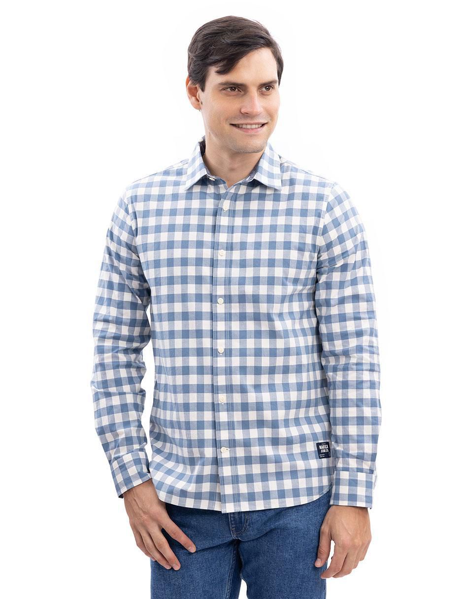 Camisa casual de algodón manga larga para hombre