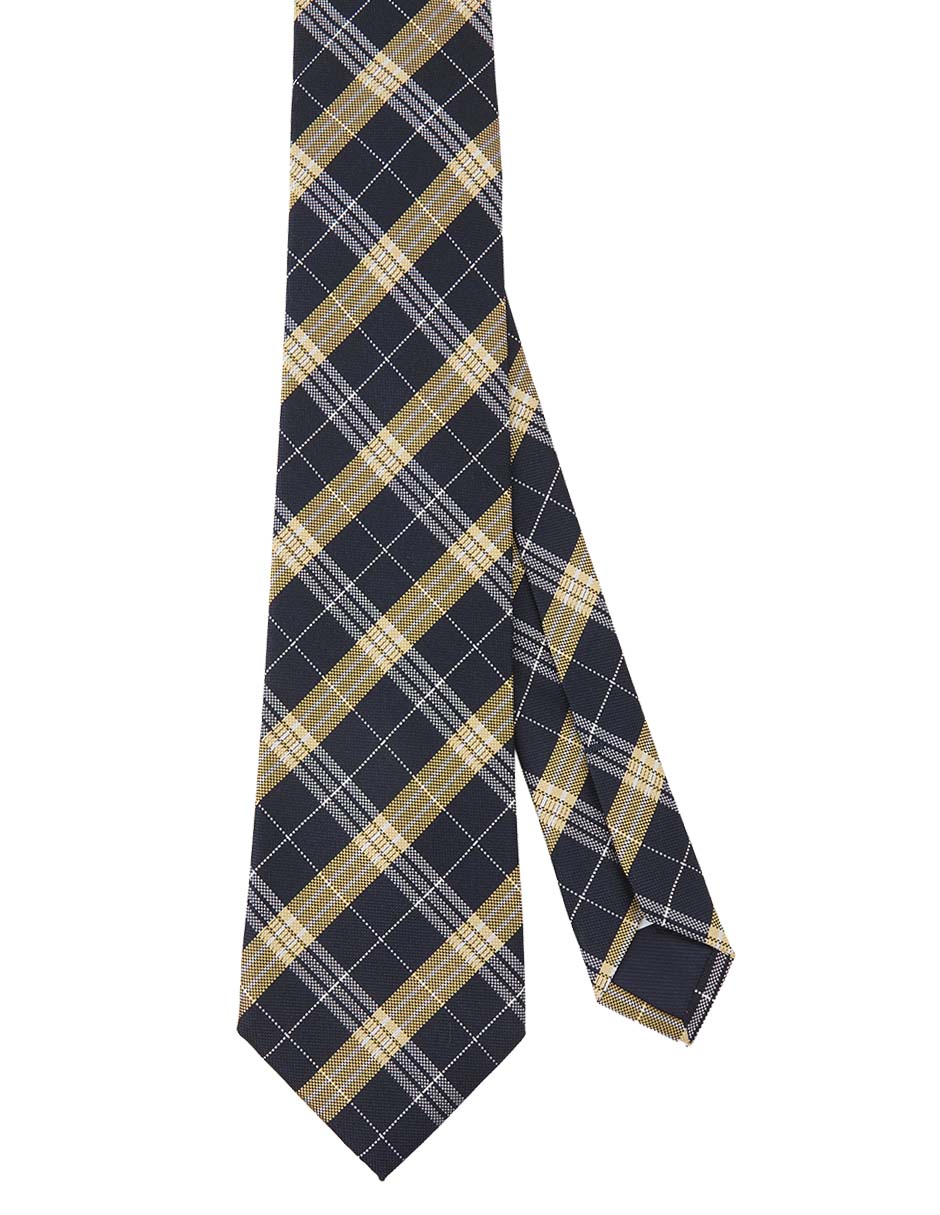 Corbata regular de seda estampado escocés para hombre
