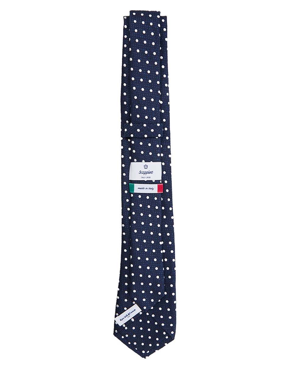 Corbata Scappino regular de seda estampado de lunares para hombre