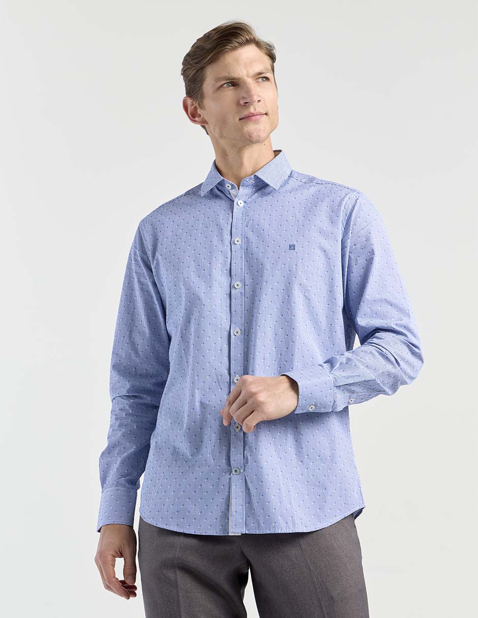 Camisa casual de algodón manga larga para hombre 1