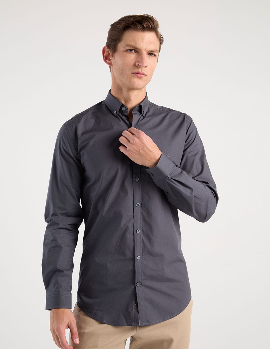 Camisa casual de algodón manga larga para hombre 1