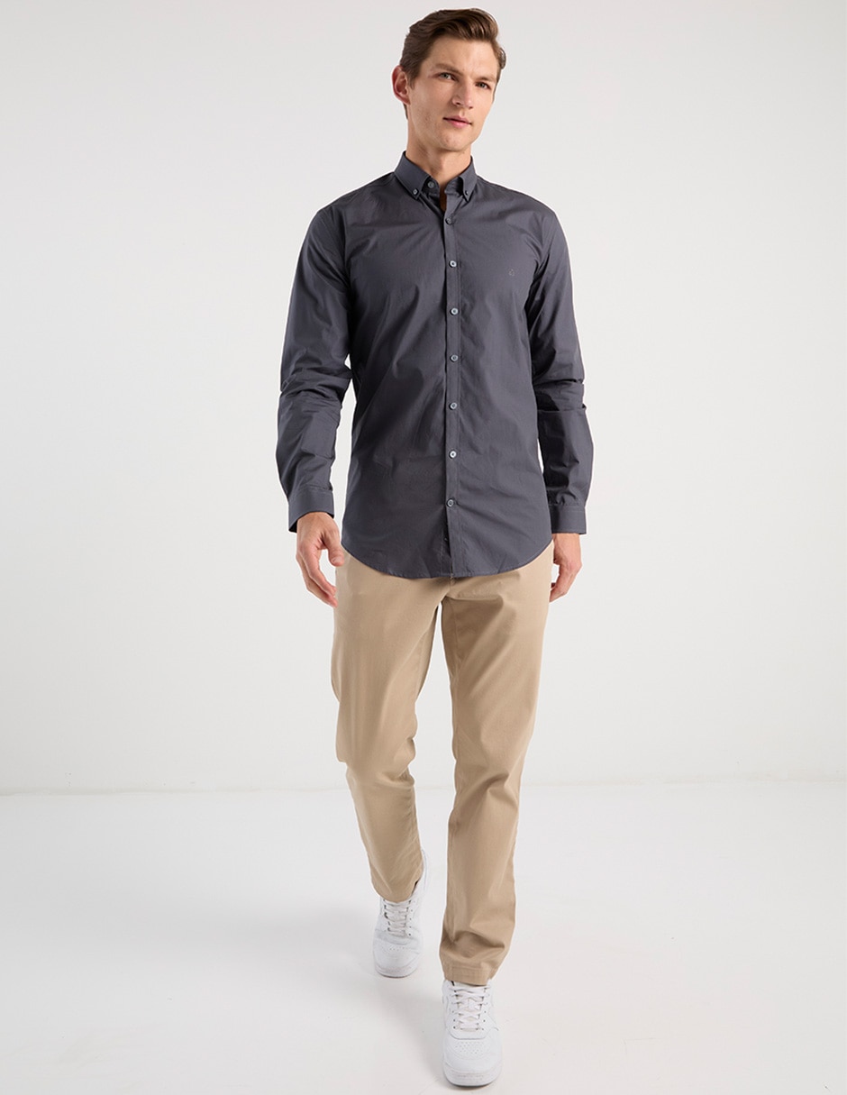 Camisa casual de algodón manga larga para hombre 7