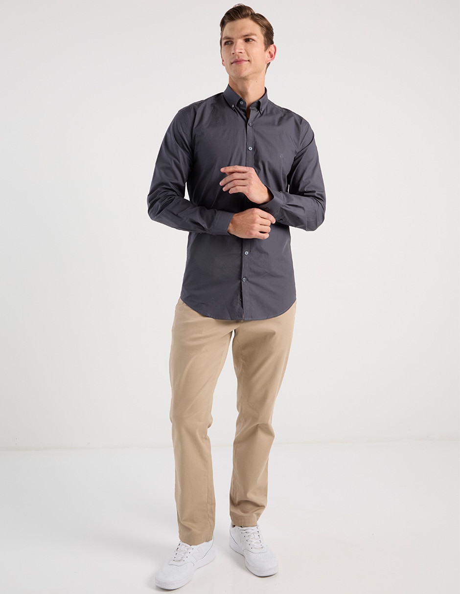 Camisa casual de algodón manga larga para hombre 8