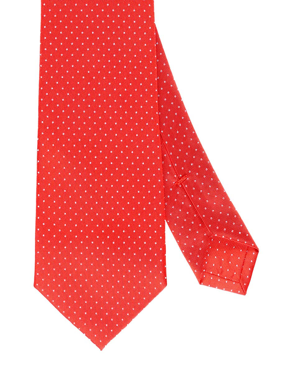 Corbata regular de seda estampado lunares para hombre