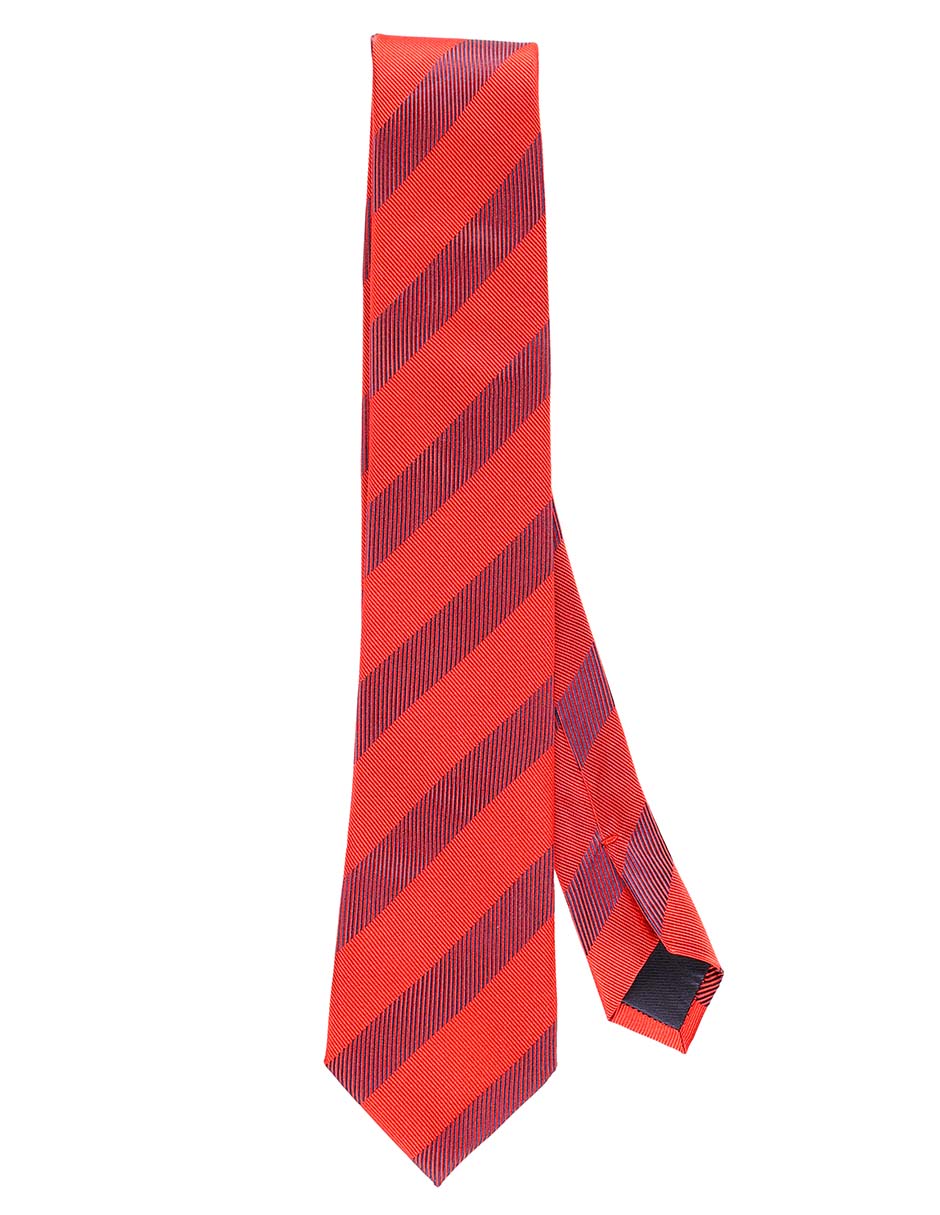 Corbata regular de seda estampado a rayas para hombre